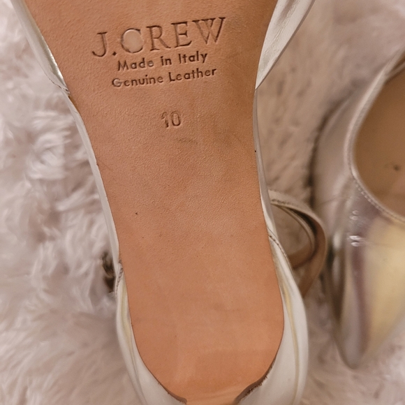 J. CREW SILVER METTALLIC STILETTO ANKLE STRAP POINTY TOE PUMP! - Picture 7 of 9